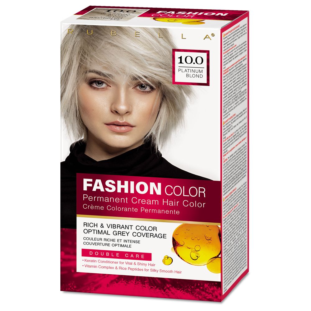 Стойкая крем-краска для волос Rubella Fashion, тон 10/0 светлый платиновый блонд