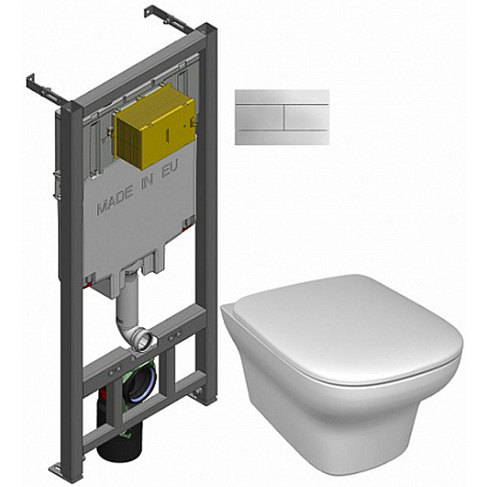 Унитаз c инсталляцией Jacob Delafon Vox, сиденье тонкое микролифт, клавиша хром E21746RU-00
