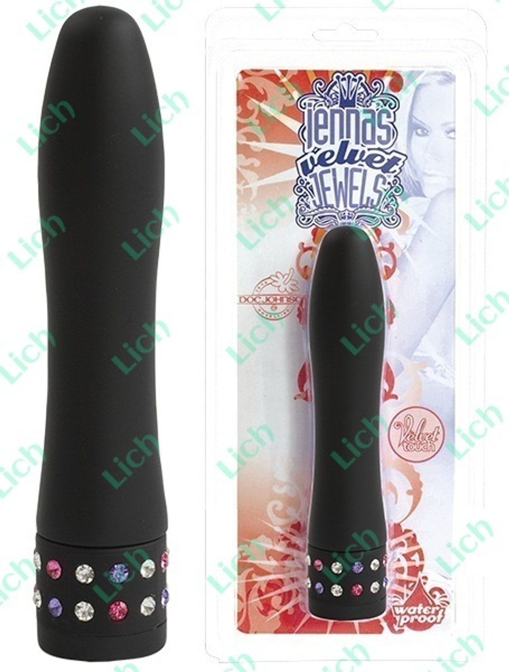 Черный вибратор VELVET JEWEL с кристаллами