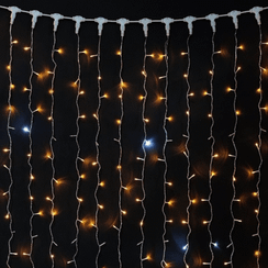 Светодиодный занавес 2*2 м., 400 желтых LED ламп, мерцание, прозрачный провод ПВХ, LTC (PCL402BLW-10-2Y)