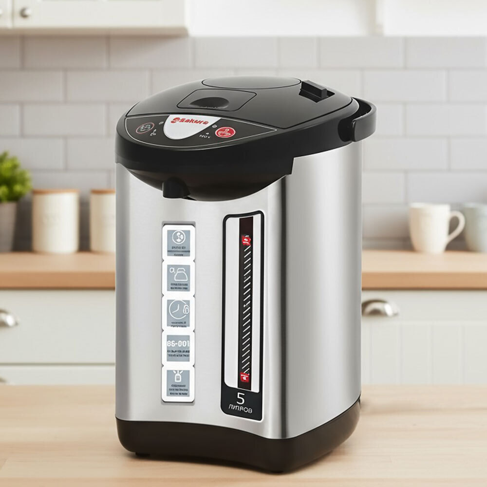 Термопот 5л SA-1353BS, металлик/черный