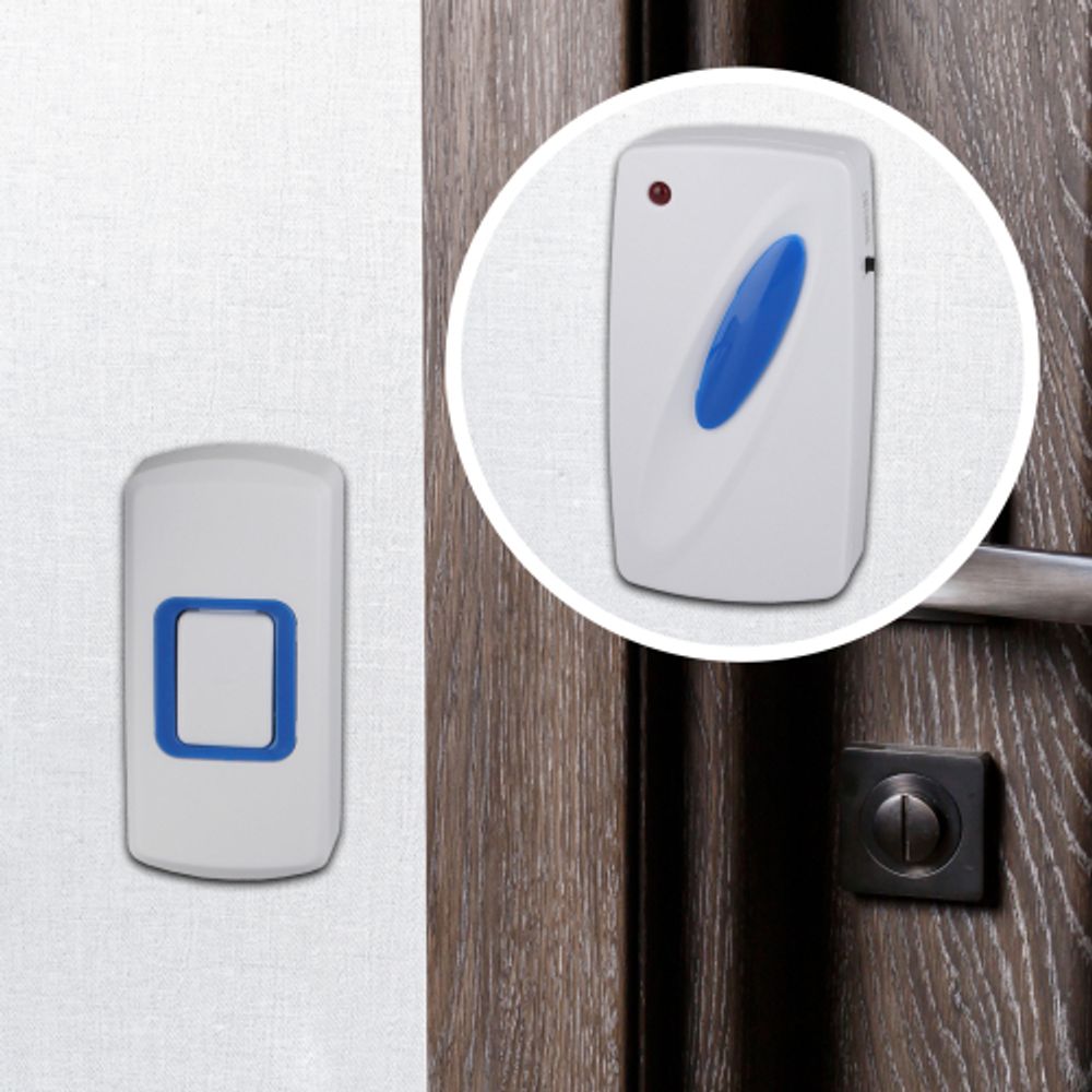 Звонок дверной ЭРА C93 беспроводной от сети белый с синим 6 мелодий | Электрозвонки беспроводные