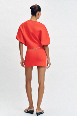 ZARA ТРИКОТАЖНАЯ МИНИ-ЮБКА, КОРАЛЛОВЫЙ/КРАСНЫЙ