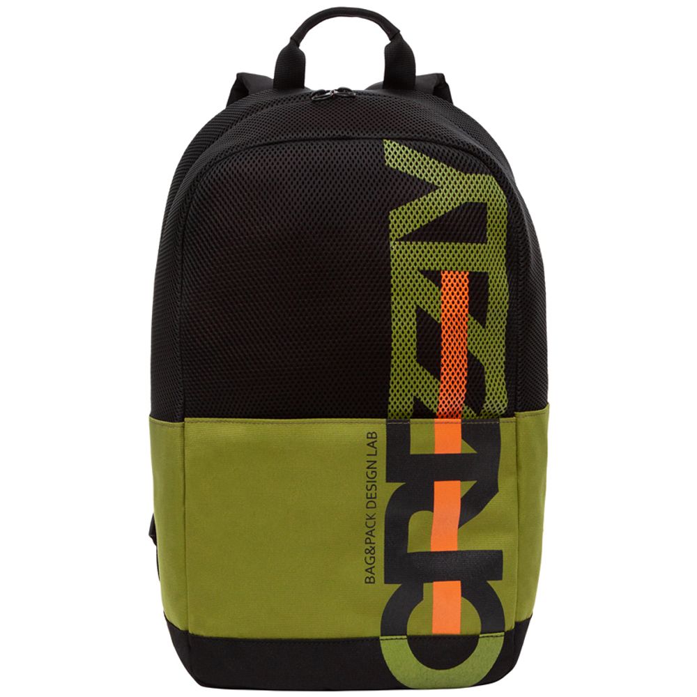 Рюкзак Grizzly, 27*43*15см, 1 отделение, 4 кармана, укрепленная спинка, черный-оливковый