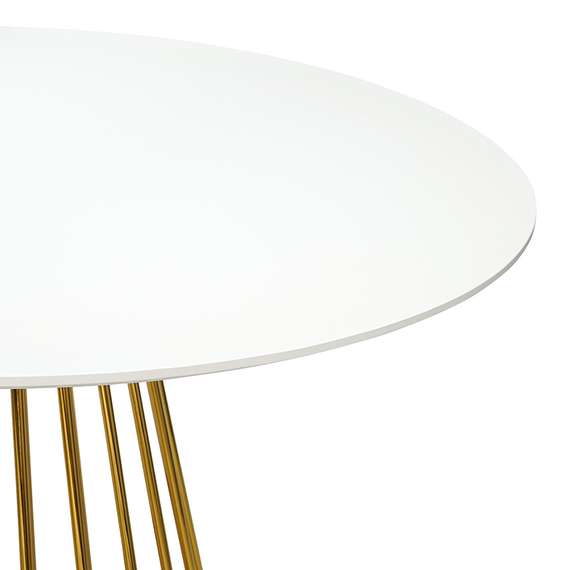 Стол Tyra, Ø110 см, белый/золотой