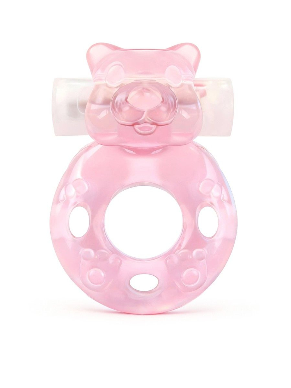 Розовое эрекционное виброкольцо в форме мишки (Цвет: розовый)