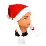 Колпак новогодний «Снегурочка» с косами 28*38 см, Красный