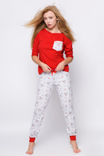 Пижама Renifer с принтом на штанишках (Размер: L) (Цвет: красный с серым)