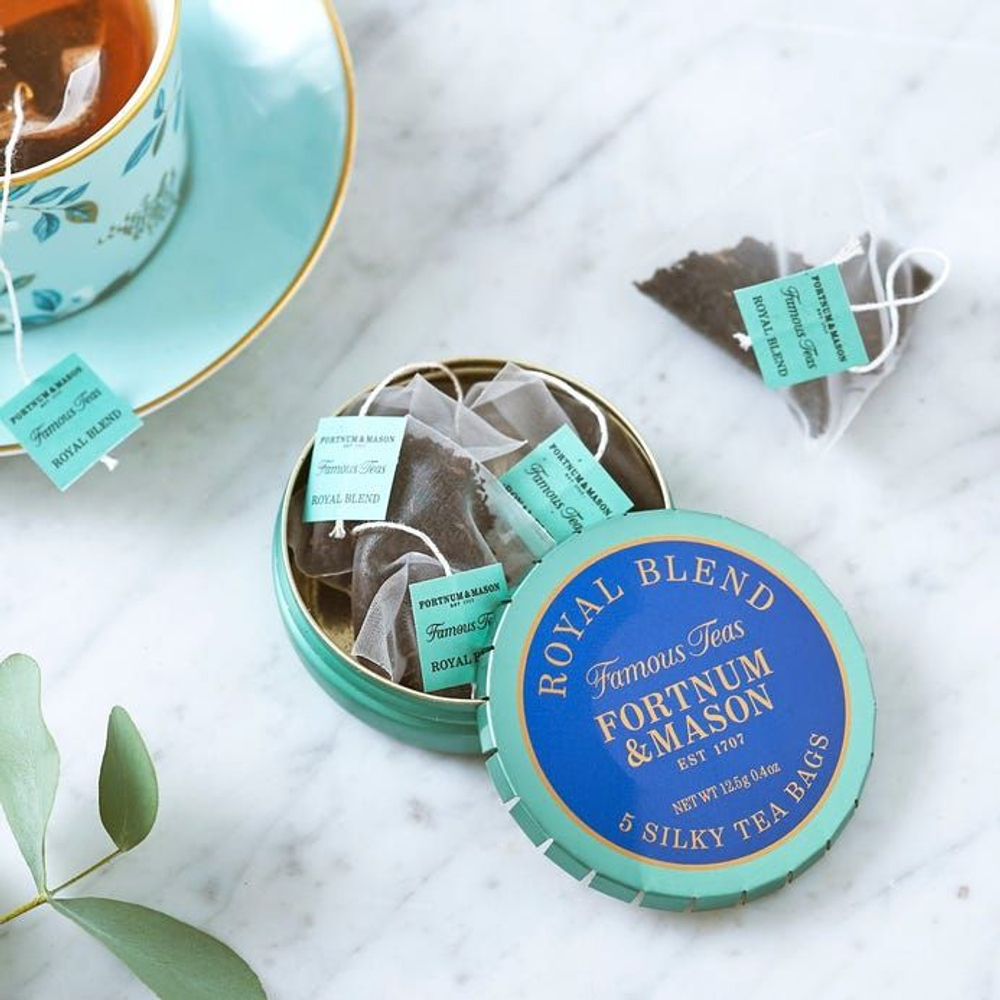Fortnum and Mason Черный чай Royal Blend Pocket круглая банка в пакетиках, 5 штук по12,5г