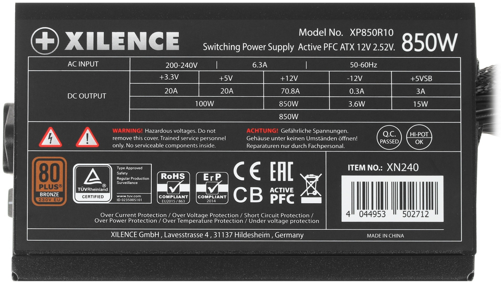 Блок питания Xilence Gaming series XN240 XP850R10 850 Вт