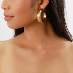 Серьги ORI TAO, Manta, полукольца, с текстурой кожи ската, OT23.2-12-30791 (золотистый)