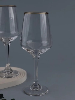 Набор бокалов для вина, 450 мл, 6 шт. с золотой каймой