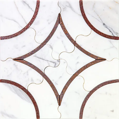 ACM W-1-5 Итальянская мозаика мрамор Skalini Alcamo коричневый белый светлый круг овал ромб глянцевый