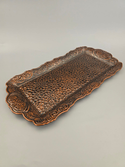 Поднос прямоугольный декоративный 35*18 "Цветок" металлический /ACAR. Турция (серебристый)