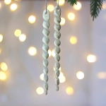 Подвески в блестках «Ледяные сосульки» 10 см (набор 2шт), белый