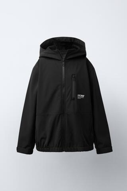 ZARA КУРТКА WATER REPELLENT ИЗ ВЫСОКОТЕХНОЛОГИЧНОЙ ТКАНИ С КАПЮШОНОМ, ЧЕРНЫЙ