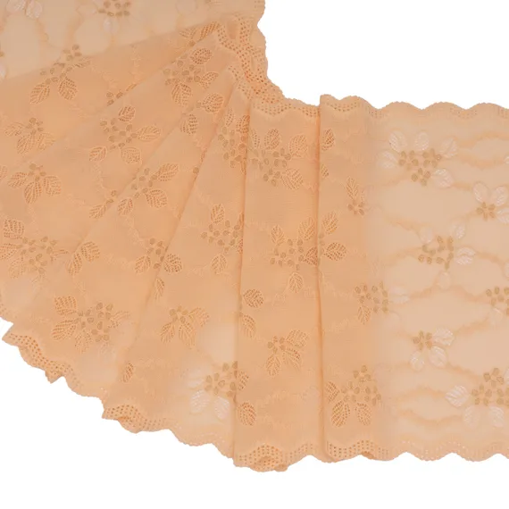 Кружево эластичное бежевое светлое/золото 22 см