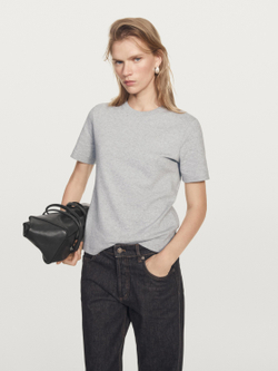 Massimo Dutti Футболка с коротким рукавом из 100% хлопка, серый