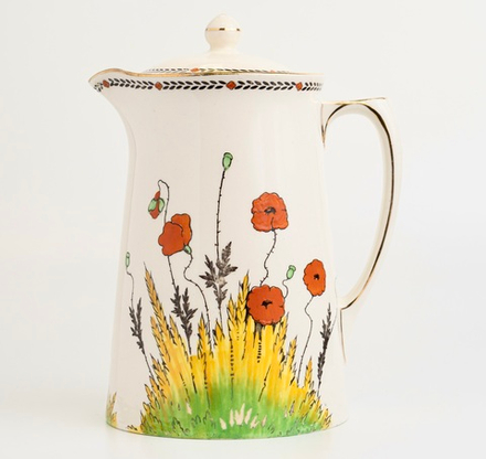 Кофейник в стиле ар-деко с маками