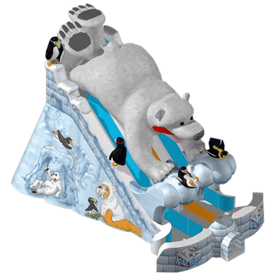 Большой надувной батут-горка "Мишка на севере"