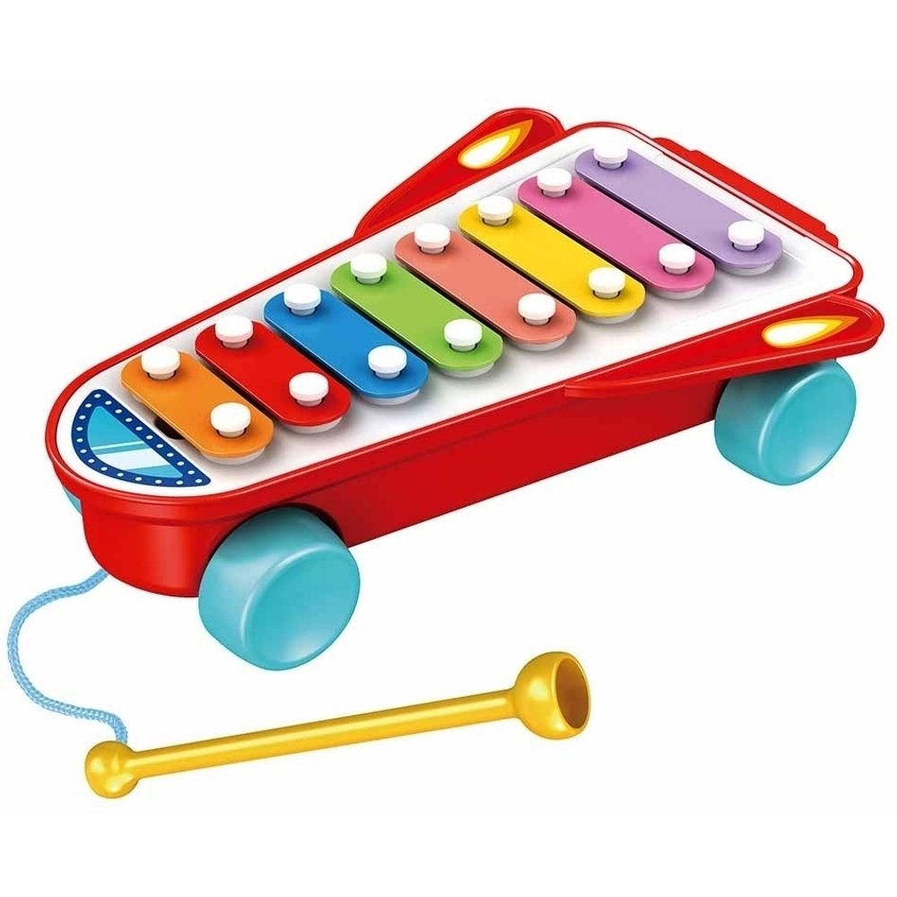 Музыкальная Развивающая игрушка Ксилофон каталка с трещоткой, ракета  "Happy Rocket Piano" 8 тонов