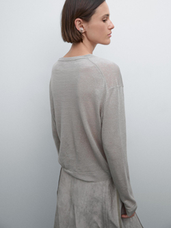 Massimo Dutti Юбка миди с отделкой стежками, серый