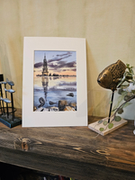 Картина авторская акварельная в паспарту 21х30 см на стену для интерьера "Вечерний Калязин"