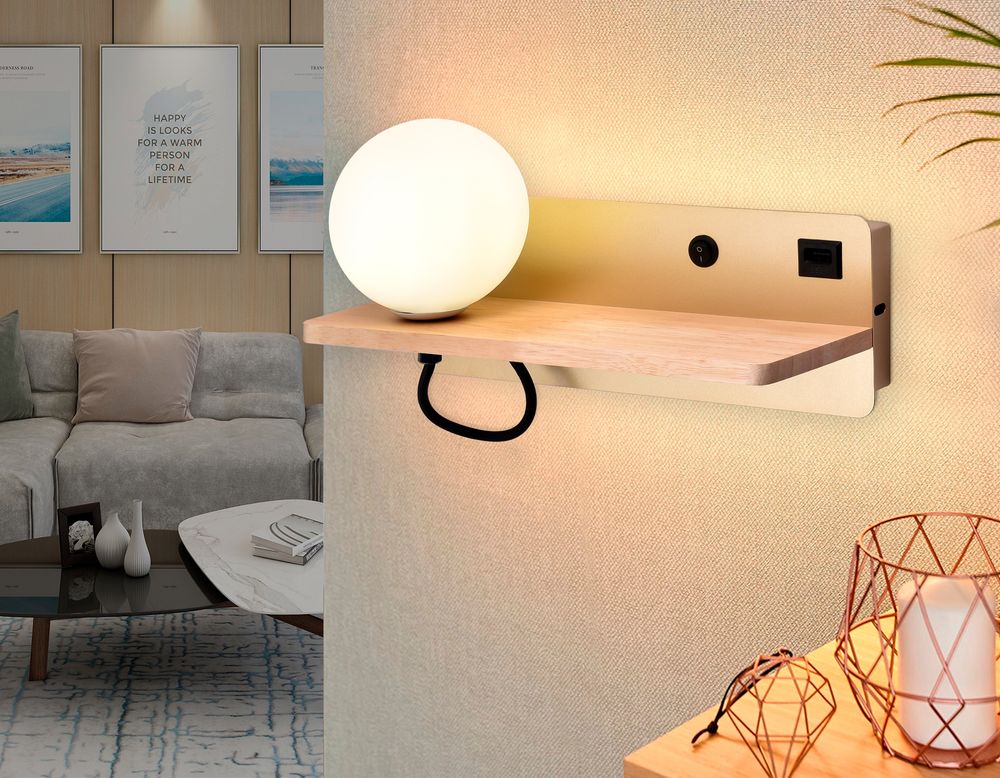 Ambrella Настенный светильник с выключателем, USB портом и полкой Wall FW520