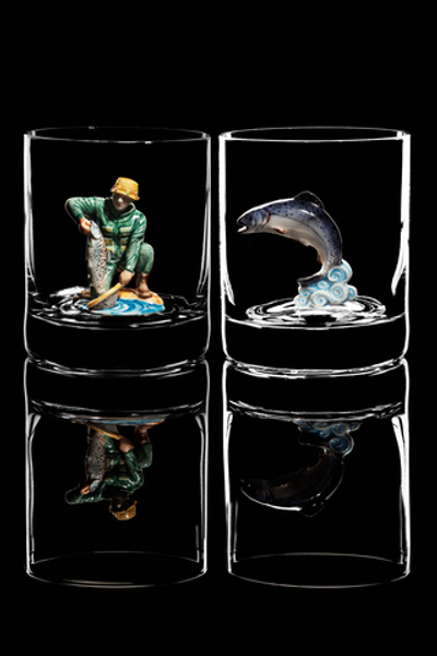 Подарочный набор из двух бокалов для виски «Рыбак и Форель».