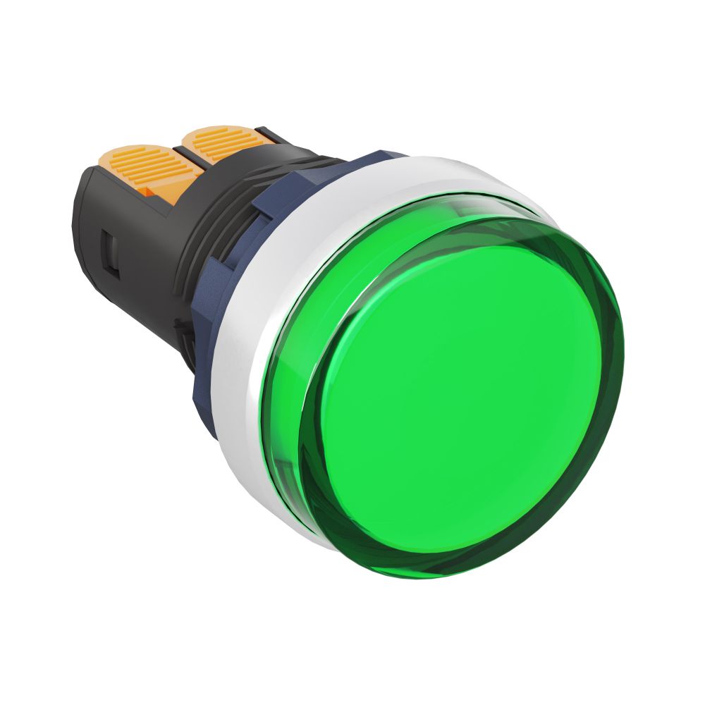 Сигнальный индикатор со  встроенным диодом 220В, зеленый, алюминий, зажим Plug-In