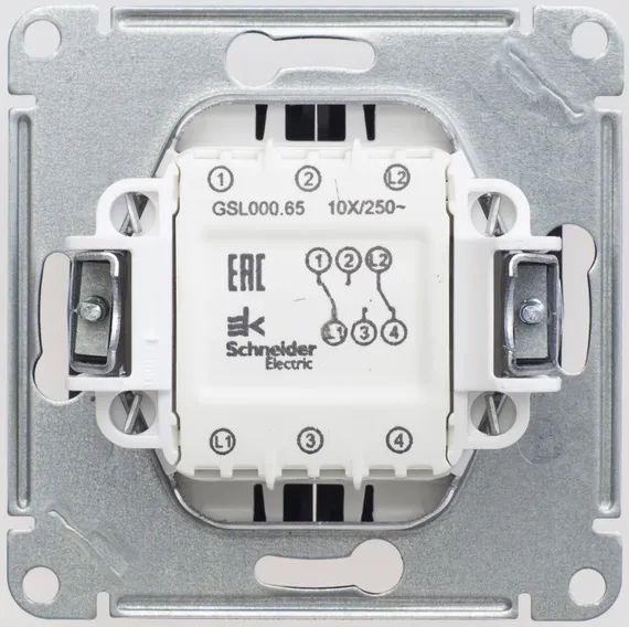 Переключатель проходной 2-кл. СП Glossa 10А IP20 (сх. 6/2) 10AX механизм шоколад. SE GSL000865