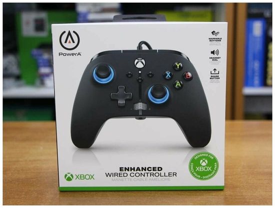 Геймпад проводной PowerA "Black" (Черный) Enhanced Blue Hint Wired Controller for Xbox Series X/S (1518817-02) (Xbox One/Series X/S/PC)
