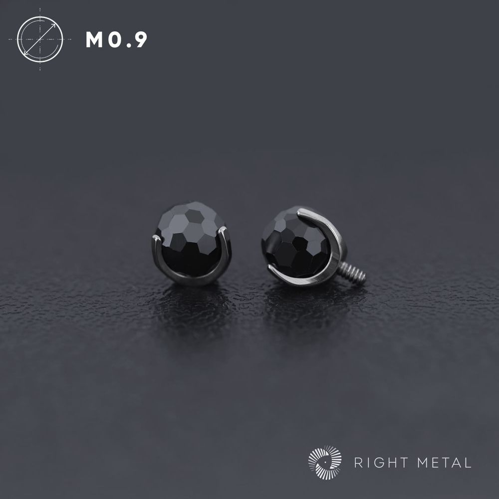 Ball 3-Prongs Faceted Black Ball 3-Prongs Faceted Black