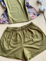 Пижама с шортами КН-058Х/болотный-капучинохризантема