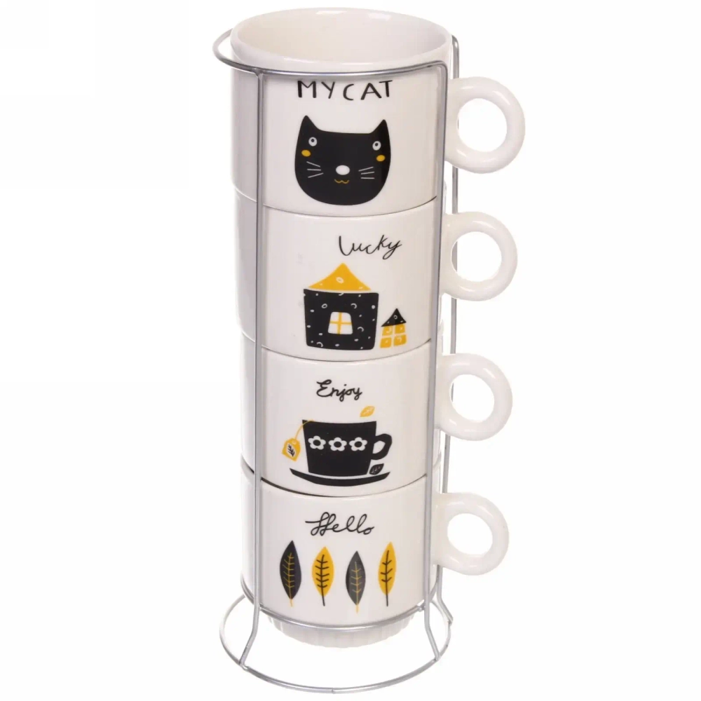 Набор кружек на стойке 280мл «Котик»