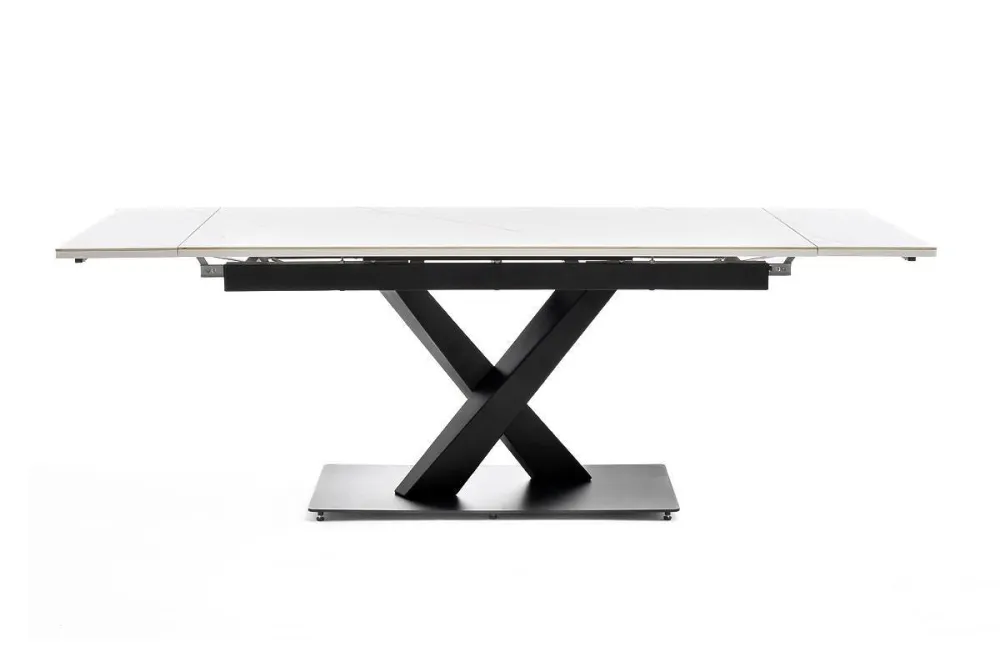 "Юпитер" стол интерьерный раздвижной обеденный из керамики, цвет белый глянцевый