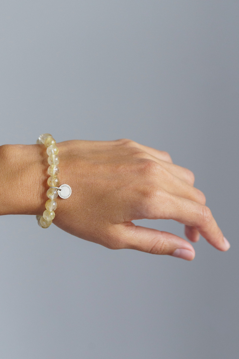 XXX Браслет "Memo about Relationship" из рутилового кварца 8 мм с подвеской