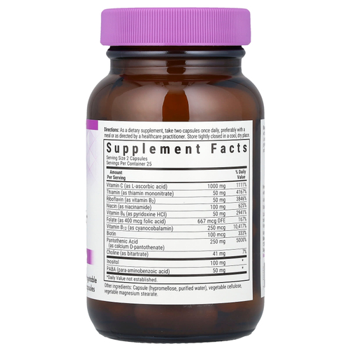 Bluebonnet Nutrition, Stress B-комплекс с витамином C, 50 растительных капсул