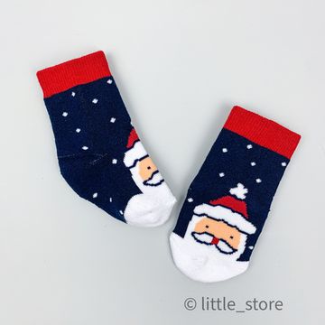 Носочки новогодние махровые "Дед Мороз" синие