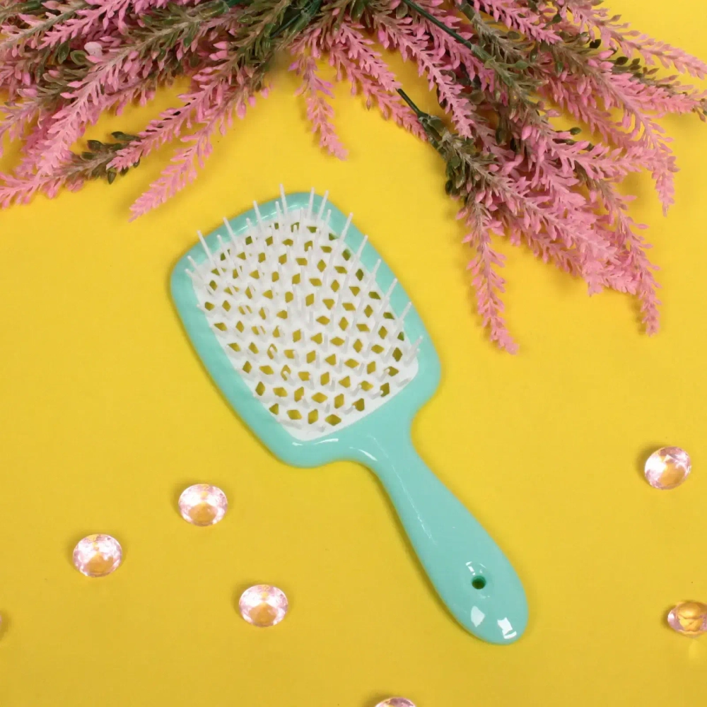 Расческа массажная «Magic Style», прямоугольная, цвет мятный, 20*8,3см●