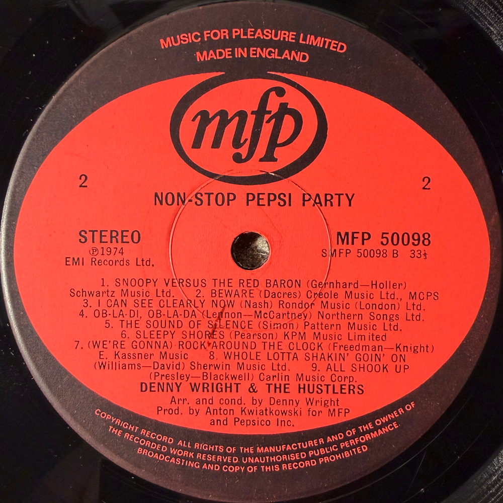 Denny Wright And The Hustlers ‎– Non Stop Pepsi Party (Англия 1974г.)Т