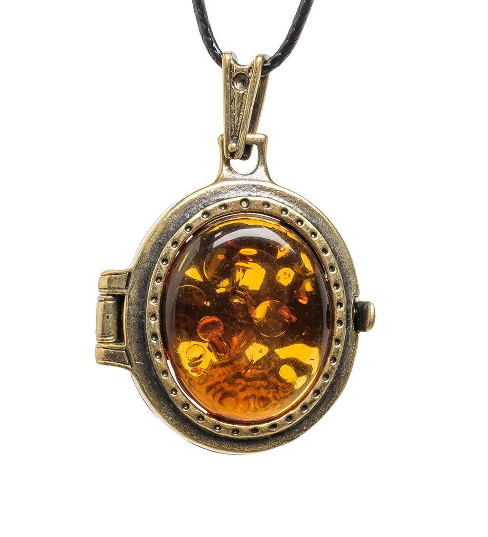 AM-1744 Подвеска «Медальон Лоза» (латунь, янтарь)