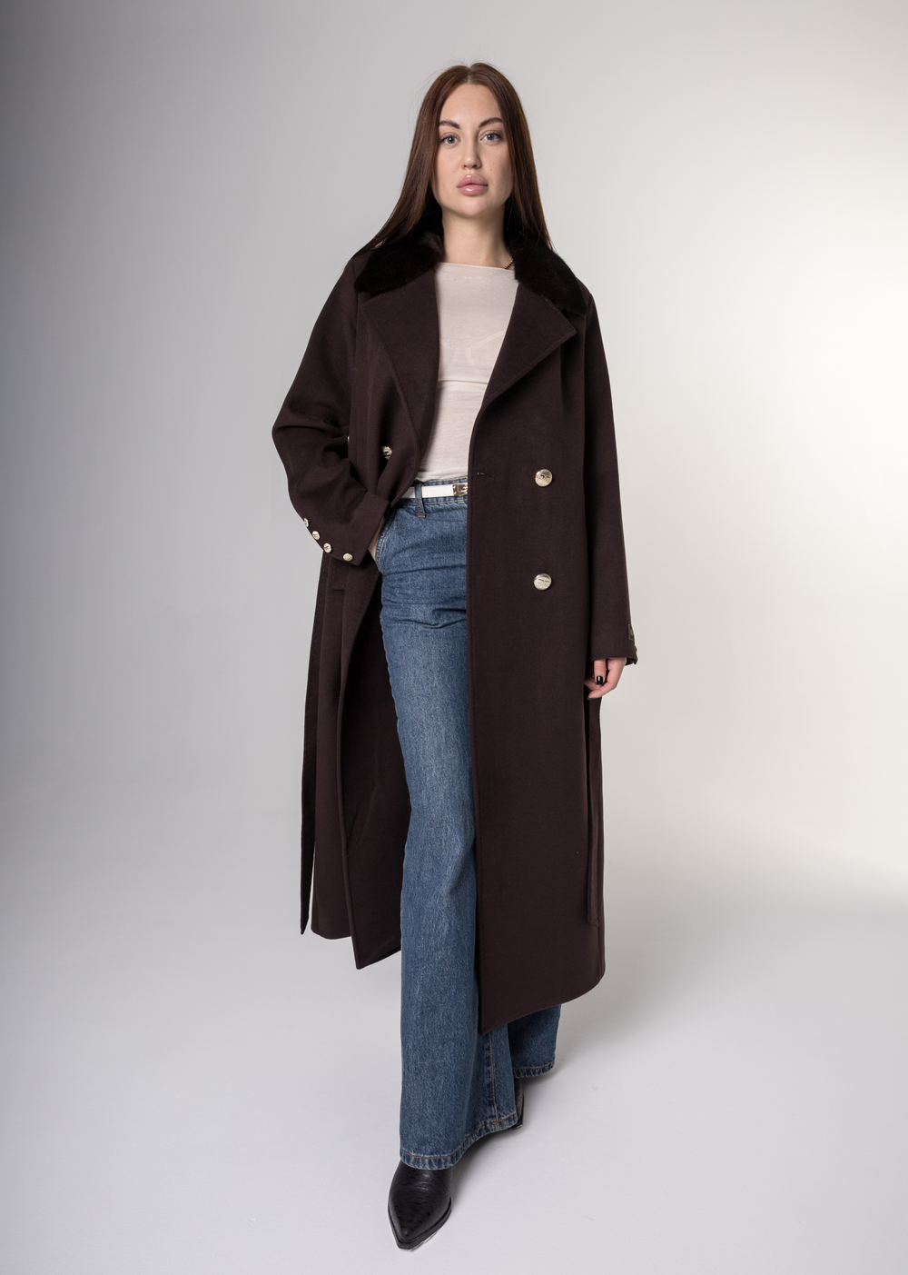 Длинное демисезонное пальто бренда Di"Anna