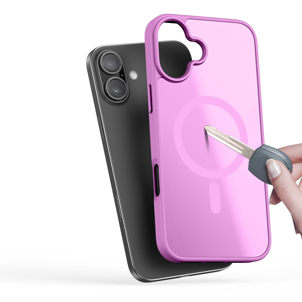 Прозрачный матовый чехол розового цвета и с MagSafe для iPhone 16 Plus, серия Yind Series от Dux Ducis