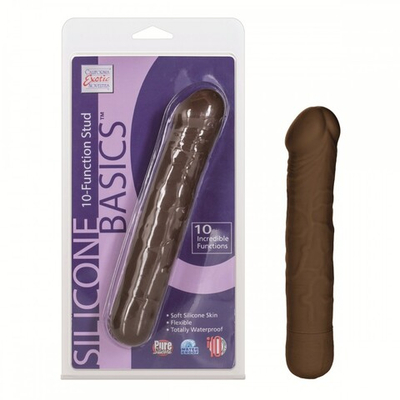 Реалистичный темнокожий вибратор Silicone Basics 10-Function Stud - 17,25 см.