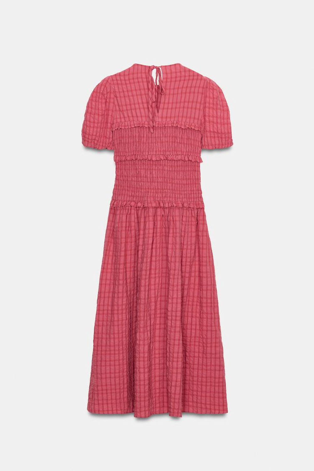 ZARA ПЛАТЬЕ МИДИ С ЖАТКОЙ, РОЗОВЫЙ