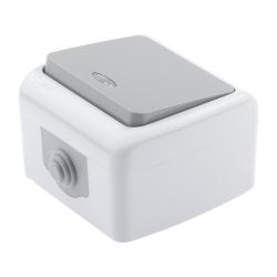 Выключатель Intro Atlantic 5-102-03 с подсветкой, 10А-250В, IP54, открытой установки, серый | Intro