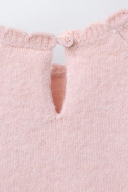 ZARA ДЖЕМПЕР ВЯЗАНЫЙ ЦВЕТЫ КРЮЧКОМ, СВЕТЛО-РОЗОВЫЙ