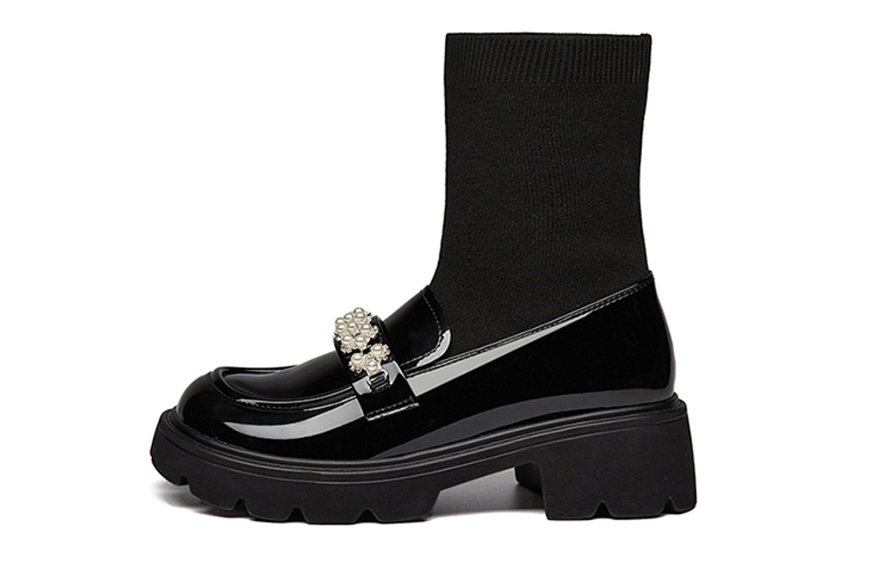 DAPHNE Stretch & Sock Boots Women"s Black/White