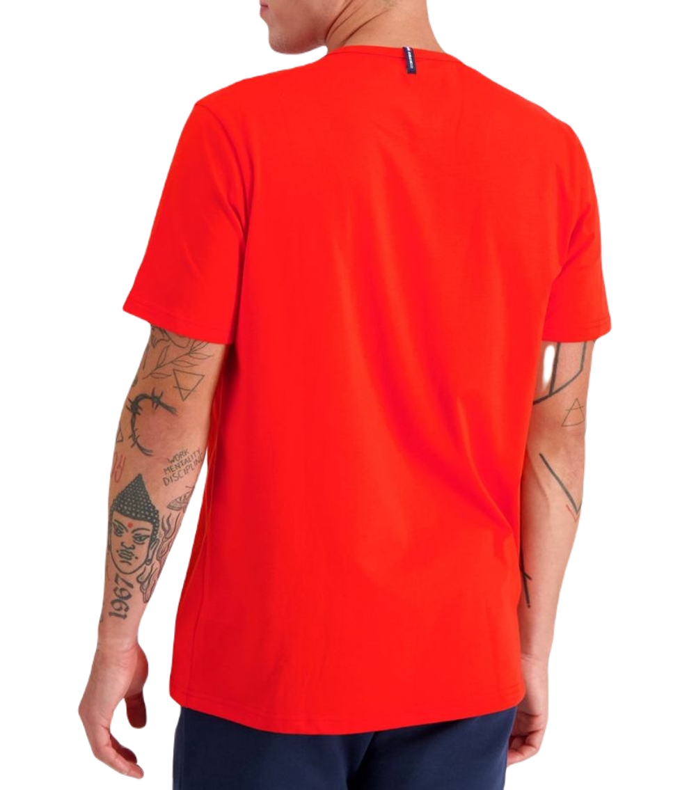 Мужская теннисная футболка Le Coq Sportif ESS Tee Short Sleeve N°4 SS23 - tech red